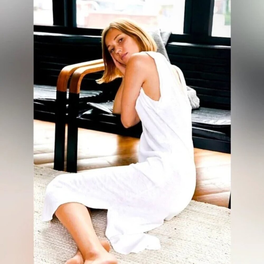 Free People Beach Destination White Cotton Sleeveless Midi Dress